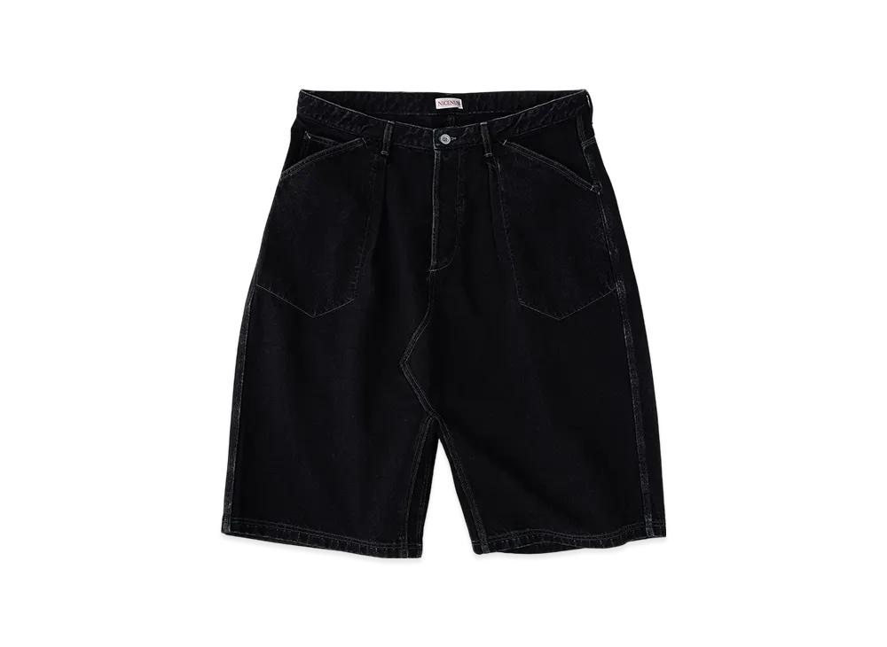 NICENESS B.Stu Aged Effect Baggy Shorts "Black"