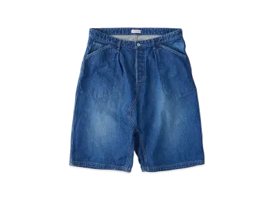 NICENESS E.Stu Aged Effect Baggy Shorts - Indigo "Indigo"