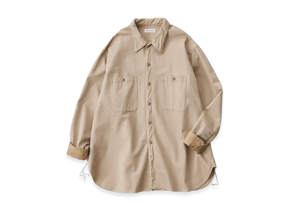 NICENESS Shelley Chino Officer Shirts "Beige"
