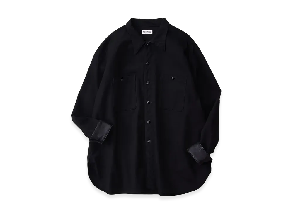 NICENESS Shelley Chino Officer Shirts "Black"