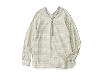 NICENESS Harper Ombre Check Pullover Zipneck Shirt "Lime Green"