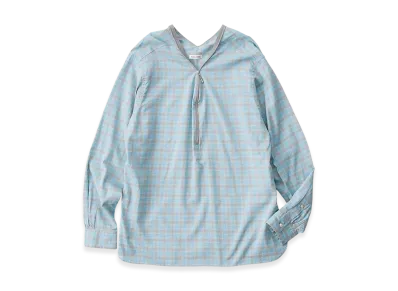 NICENESS Harper Ombre Check Pullover Zipneck Shirt "Blue Gray"