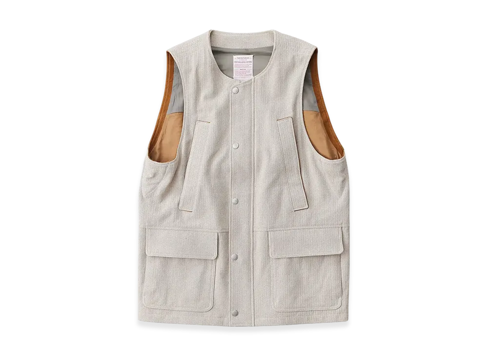NICENESS Nicolas Herringbone Hunting Vest "Khaki"