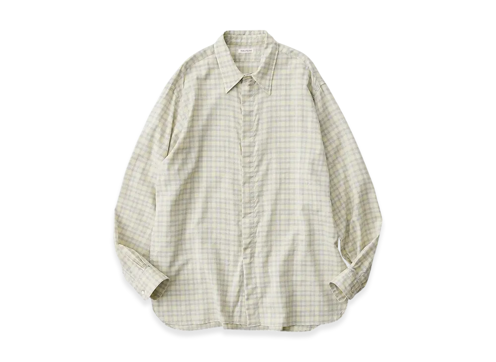 NICENESS Bolles Ombre Check Zip Up Shirt "Lime Green"