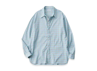 NICENESS Bolles Ombre Check Zip Up Shirt "Blue Gray"