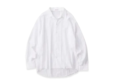 NICENESS D.Castelino Open Collar Shirt - Pull Stripe Khadi "White"