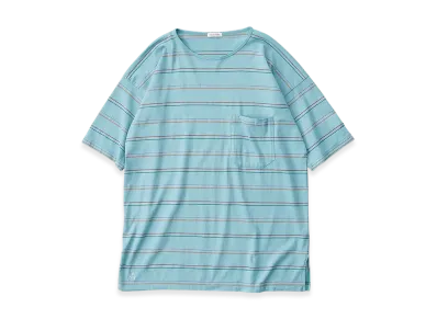 NICENESS M.Sandin Pocket T Shirt Short Sleeve - Multi Stripe "Turquoise"
