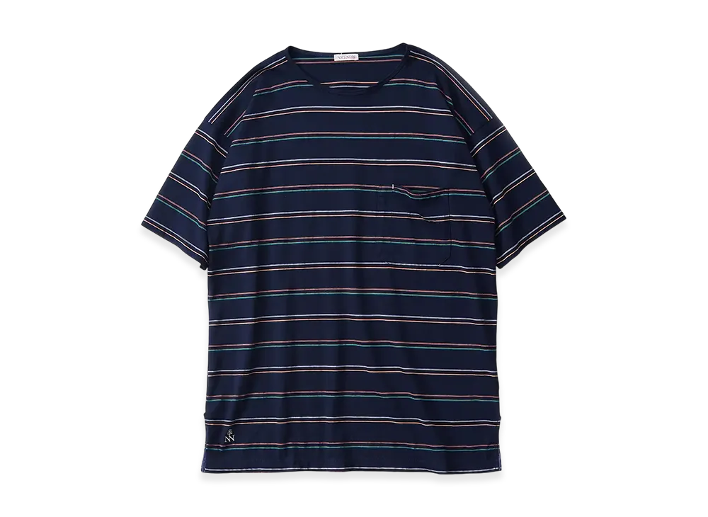 NICENESS M.Sandin Pocket T Shirt Short Sleeve - Multi Stripe "Navy"