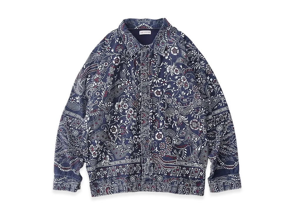 NICENESS Gyan Bandana Trucker Jacket "Navy"