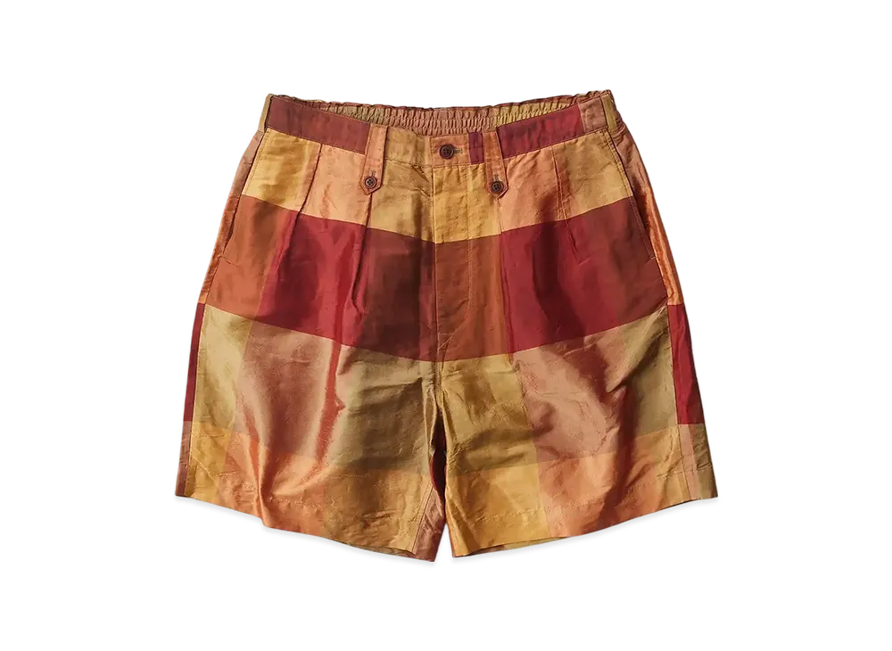 NICENESS Burnel Silk Check Gurkha Shorts "Red"