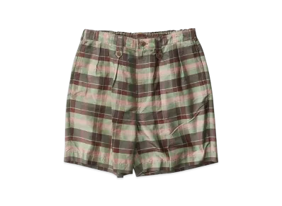 NICENESS Burnel Silk Check Gurkha Shorts "Green"
