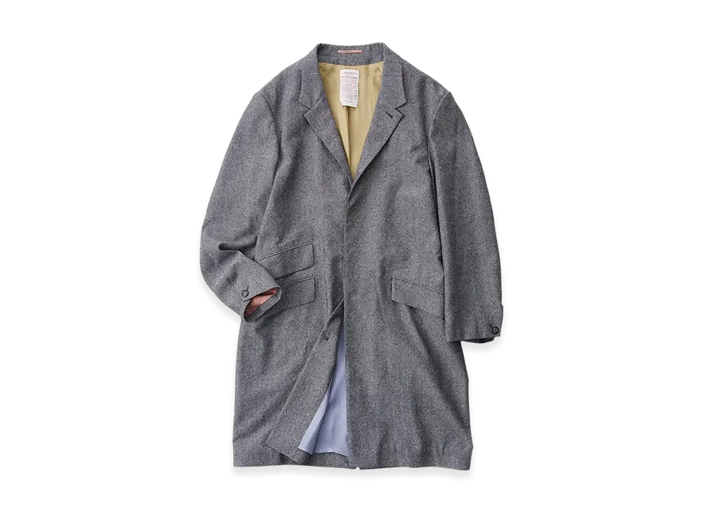 NICENESS Mensi Wool Silk Chambray Chester Coat "Gray"