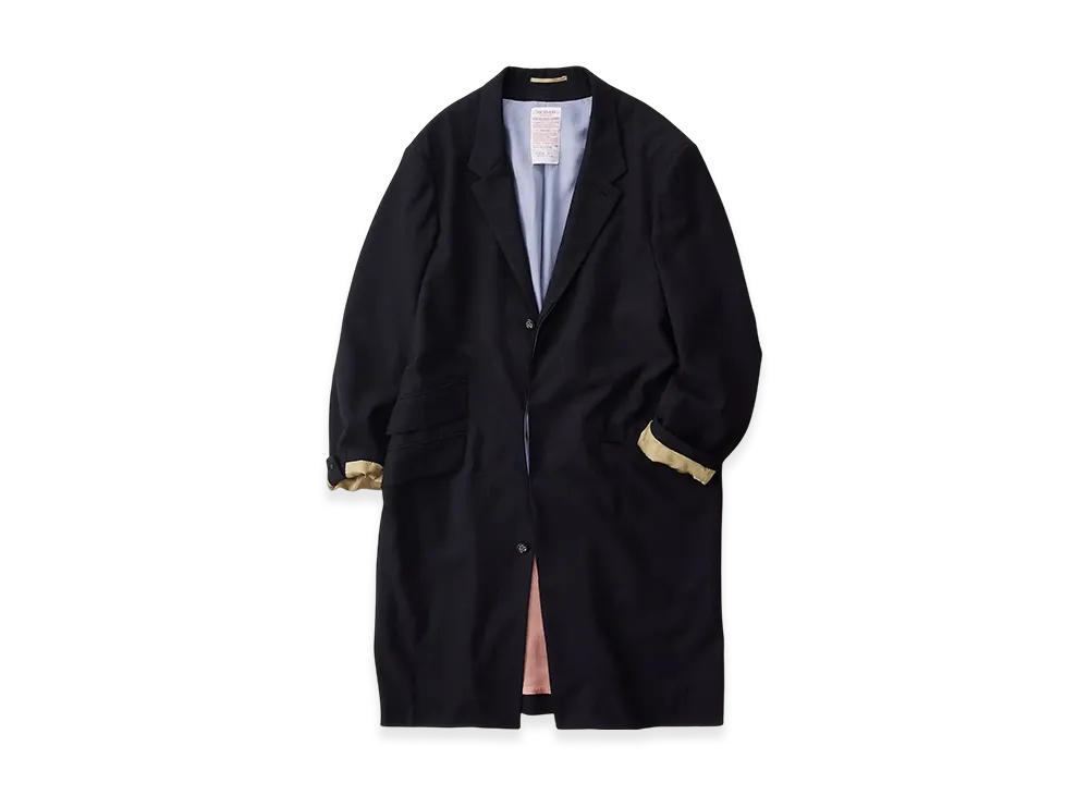 NICENESS Mensi Wool Silk Chambray Chester Coat "Midnight"