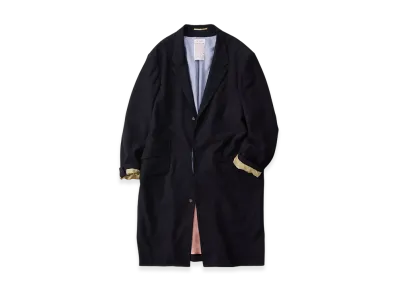 NICENESS Mensi Wool Silk Chambray Chester Coat "Midnight"