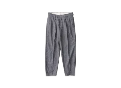 NICENESS Slack Wool Silk Chambray Flying V Trousers "Gray"