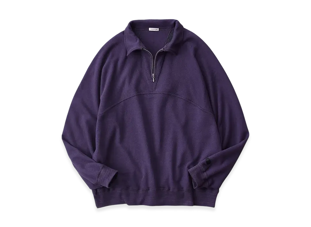 NICENESS S.Parada Silk Sweatshirt Half Zip "Dark Purple"