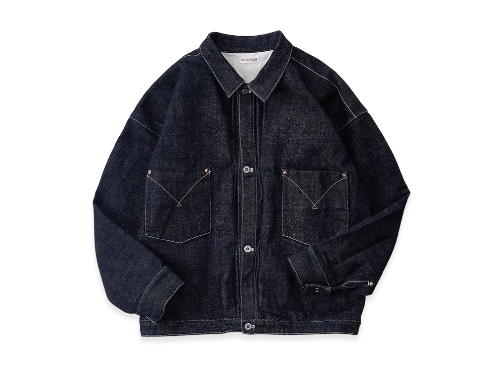 NICENESS P.Iggy Heavy Denim Trucker Jacket "Navy"