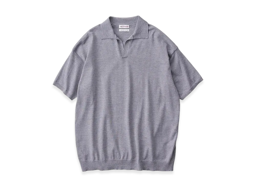 NICENESS Antoine Suvin Wool Skipper Polo Shirt "Gray"