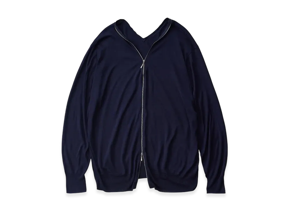 NICENESS S.Fabrice Silk Double Fronted Cardigan "Darknavy"