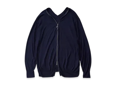 NICENESS S.Fabrice Silk Double Fronted Cardigan "Darknavy"