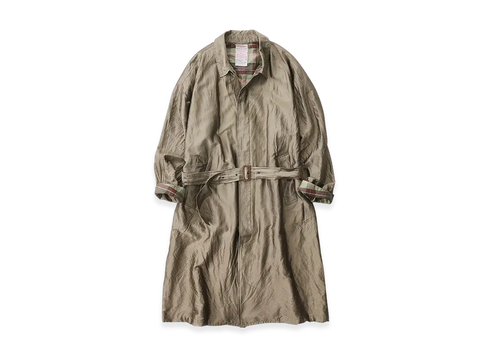 NICENESS Weller Silk Balmacaan Coat "Khaki"