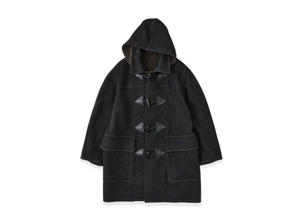 NICENESS H.Pierre Lily-Yarn Herringbone Reversible Duffel Coat "Black/Brown"