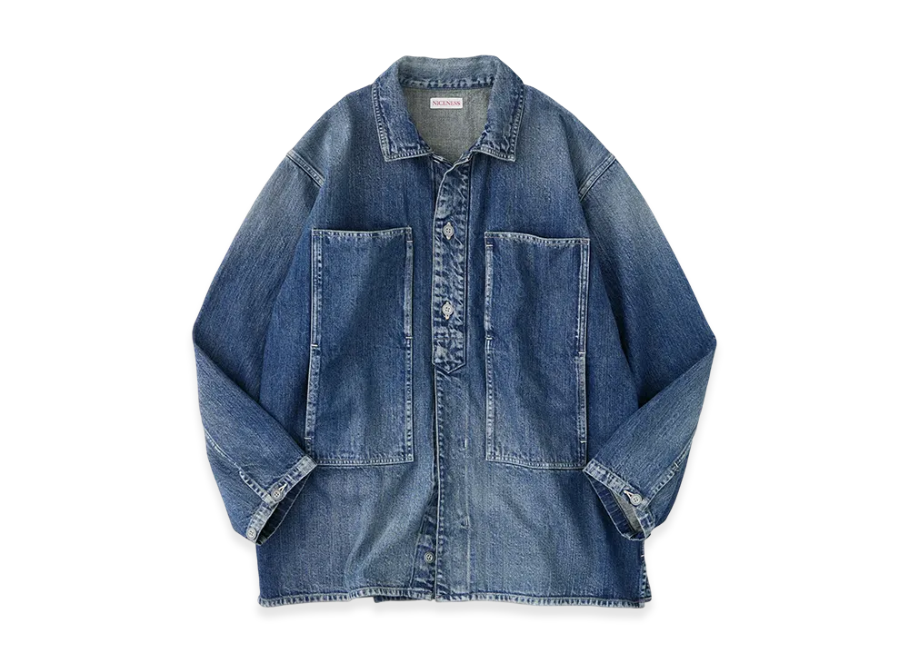 NICENESS I.Coxon Distressed Denim Jacket "Indigo"