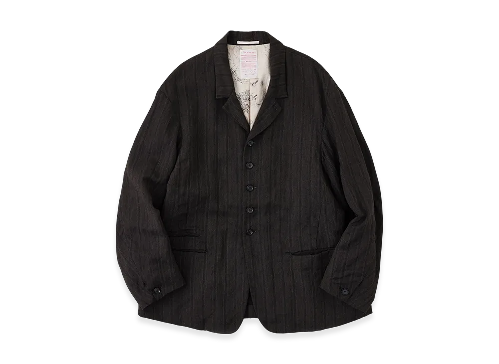 NICENESS S.Slash Wool Linen Stripe Rustic Tailored Jacket "Brown"