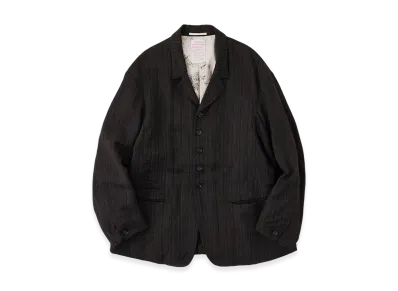 NICENESS S.Slash Wool Linen Stripe Rustic Tailored Jacket "Brown"