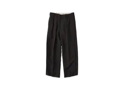 NICENESS S.Schenker Wool Linen Stripe Flying V Trousers "Brown"