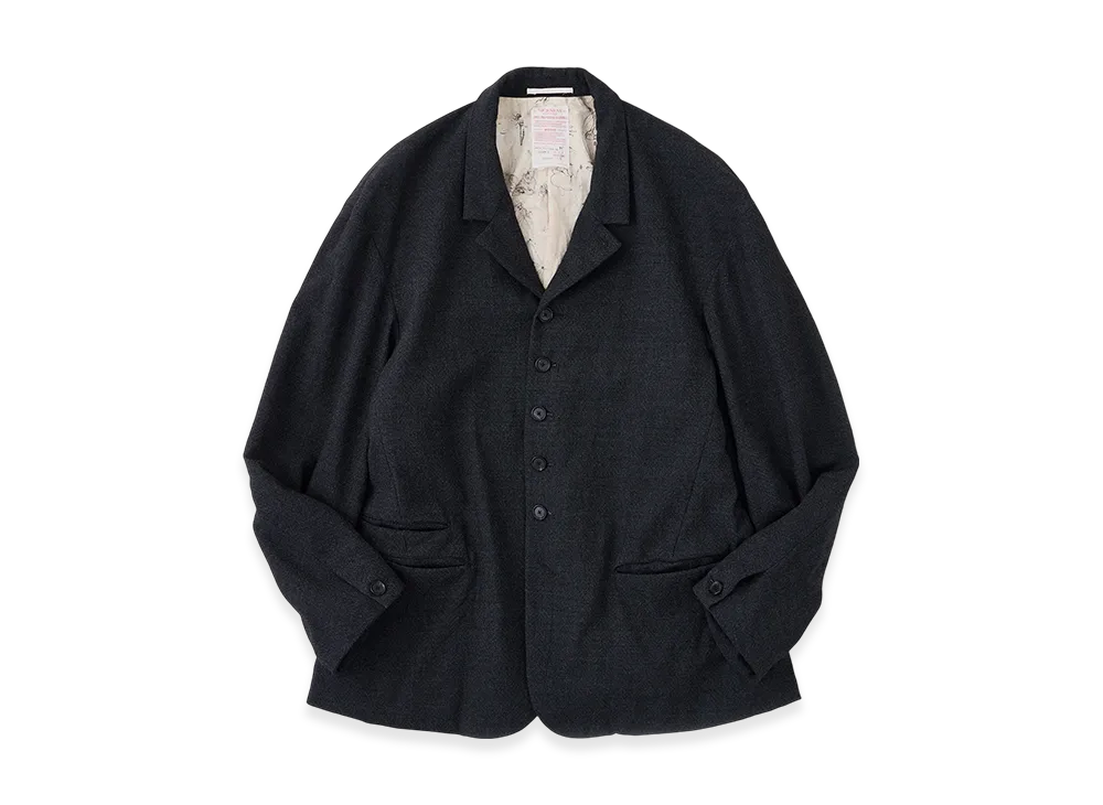 NICENESS H.Slash Wool Herringbone Rustic Tailored Jacket "Charcoal"