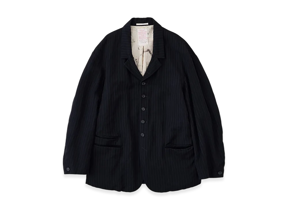NICENESS D.Slash Overdyed Stripe Rustic Tailored Jacket "Dark Navy"