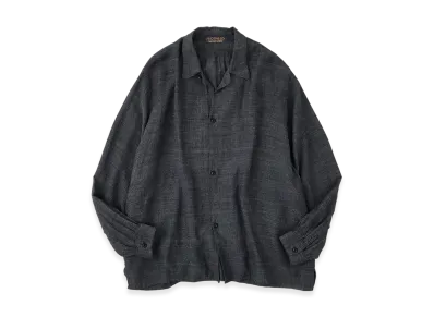 NICENESS S.Thom Heather Chambray Open-Collar Shirt "Gray"