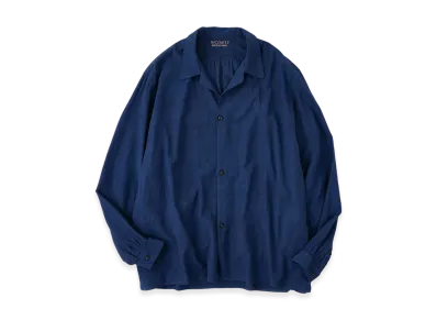 NICENESS S.Thom Heather Chambray Open-Collar Shirt "Blue"