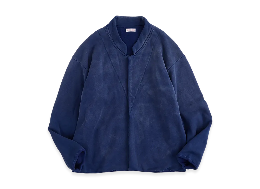 NICENESS Lead Distressed Sweat Jacket "Navy"
