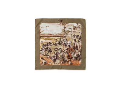 NICENESS Harti 13 Screens Printed Silk Scarf "Khaki"
