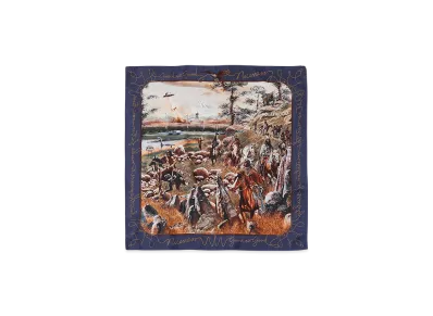 NICENESS Harti 13 Screens Printed Silk Scarf "Navy"