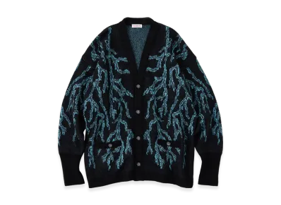 NICENESS Cobain Mohair Silk Thunder Jacquard Cardigan "Navy"