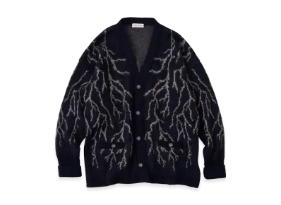 NICENESS Cobain Mohair Silk Thunder Jacquard Cardigan "Black"