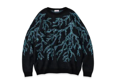 NICENESS Frances Mohair Silk Thunder Jacquard Crewneck Sweater "Navy"
