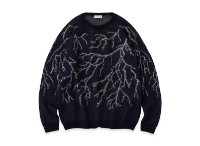 NICENESS Frances Mohair Silk Thunder Jacquard Crewneck Sweater "Black"