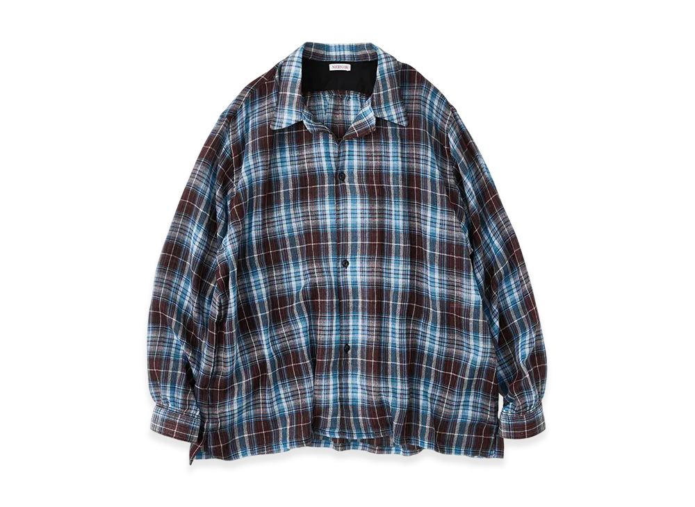 NICENESS Thom Multicolor Ombre Open-Collar Shirt "Navy"