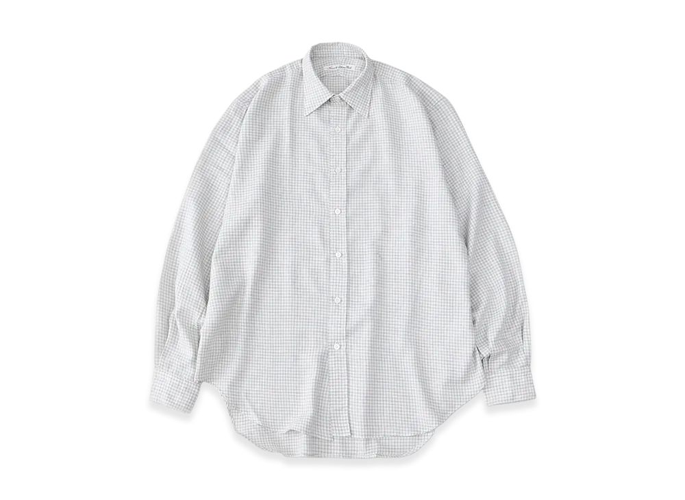 NICENESS Tommaso Thomas Mason Cotton Cashmere Regular Collar Shirt "Gray/Ecru"