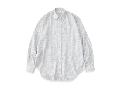 NICENESS Tommaso Thomas Mason Cotton Cashmere Regular Collar Shirt "Gray/Ecru"