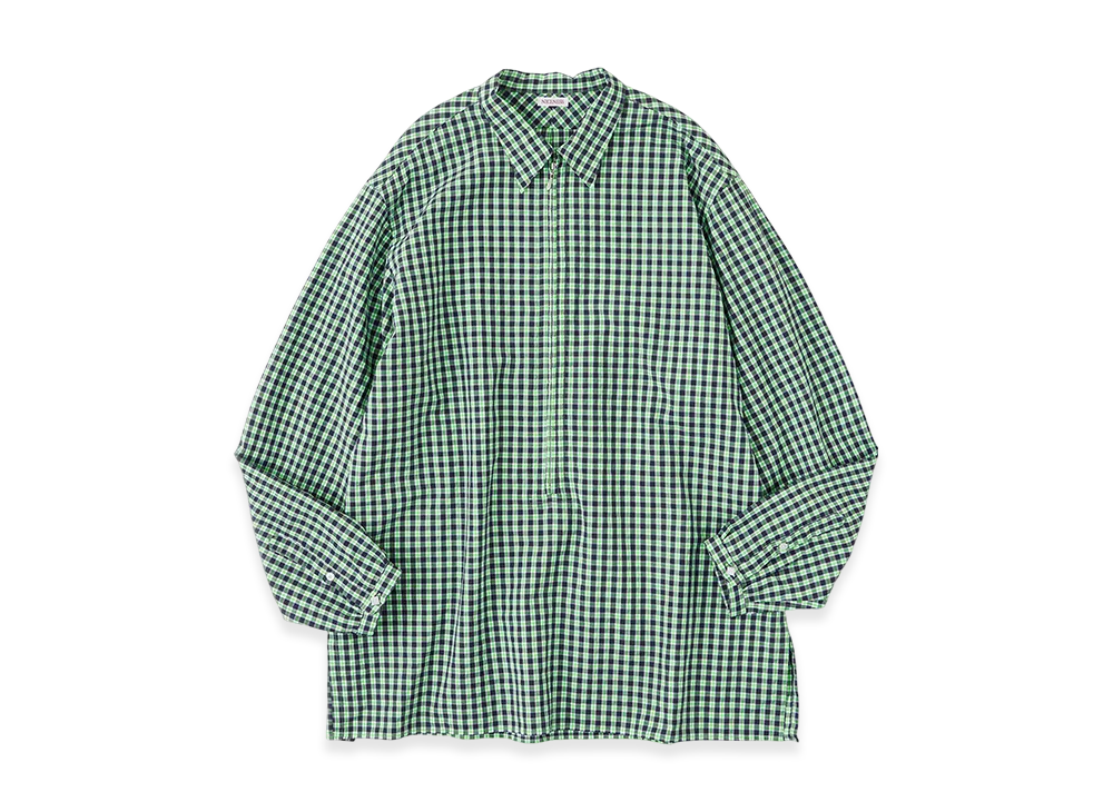 NICENESS G.Luca Deadstock Check Long Zip Pullover Shirt "Green"