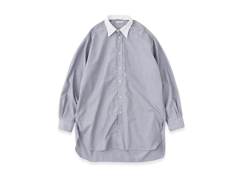 NICENESS C.Iommi End-On-End Chambray Detachable Collar Long Shirt "Gray"