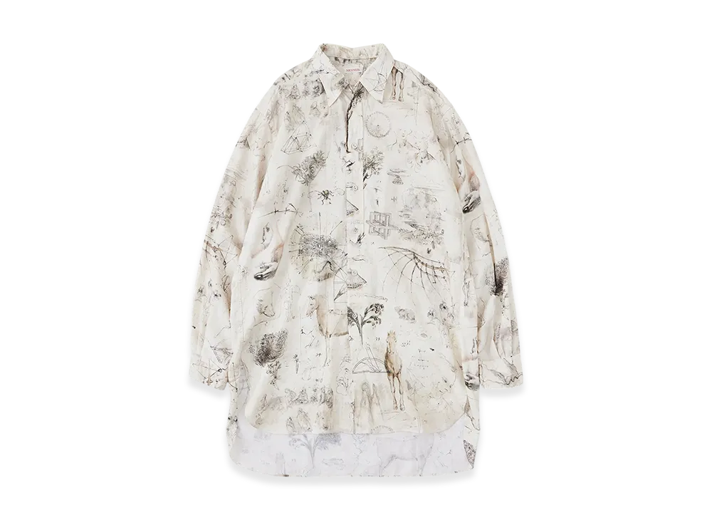 NICENESS V.Iommi Printed Detachable Collar Long Shirt "Beige"