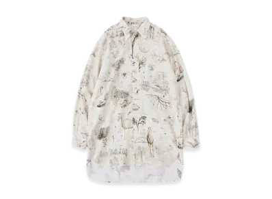 NICENESS V.Iommi Printed Detachable Collar Long Shirt "Beige"