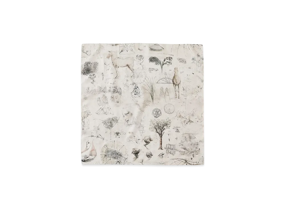 NICENESS Leo Da Vinci Printed Silk Scarf "Beige"