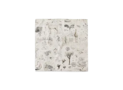 NICENESS Leo Da Vinci Printed Silk Scarf "Beige"